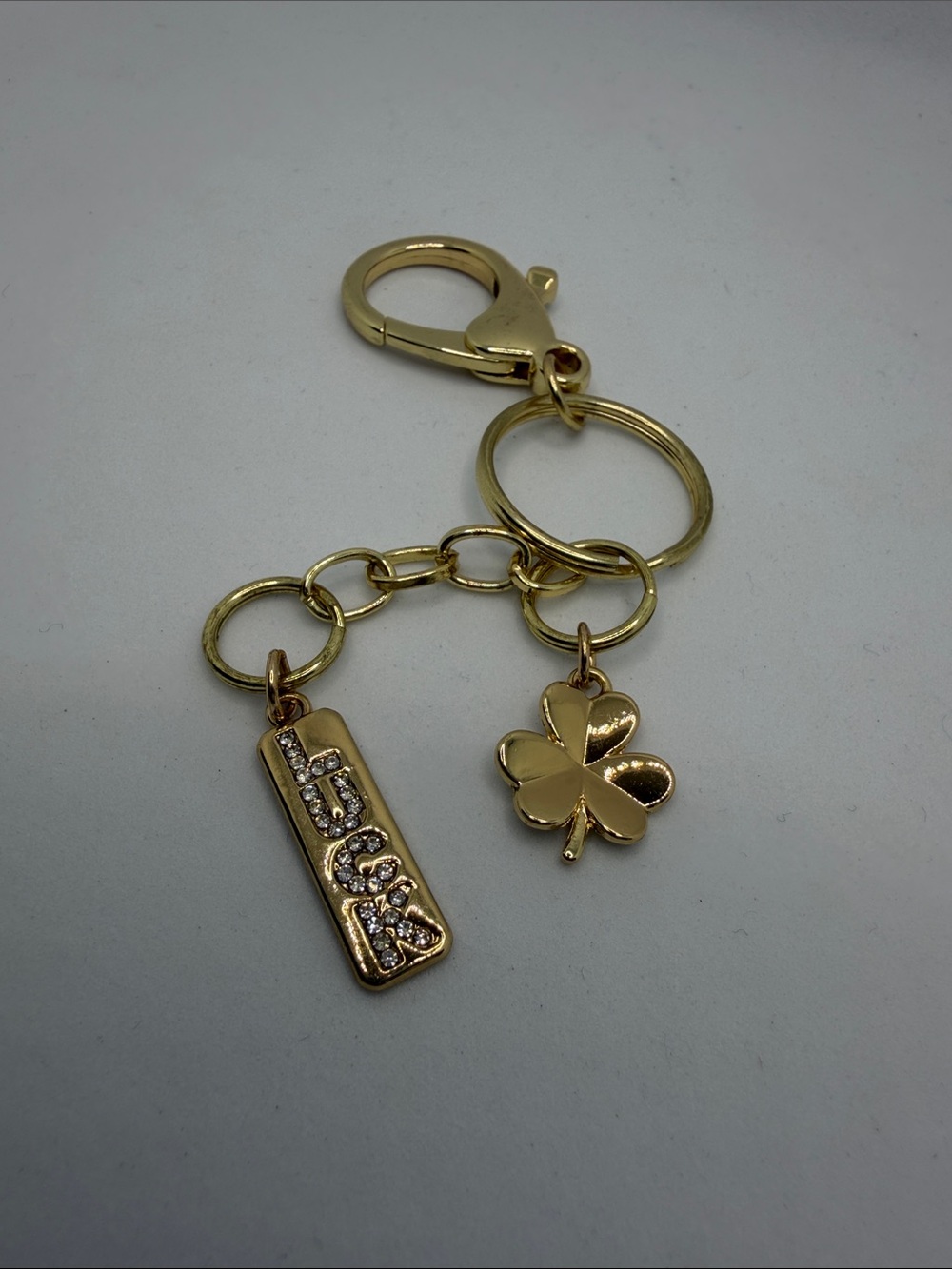 Lucky Clover Charm Keychain Gold
